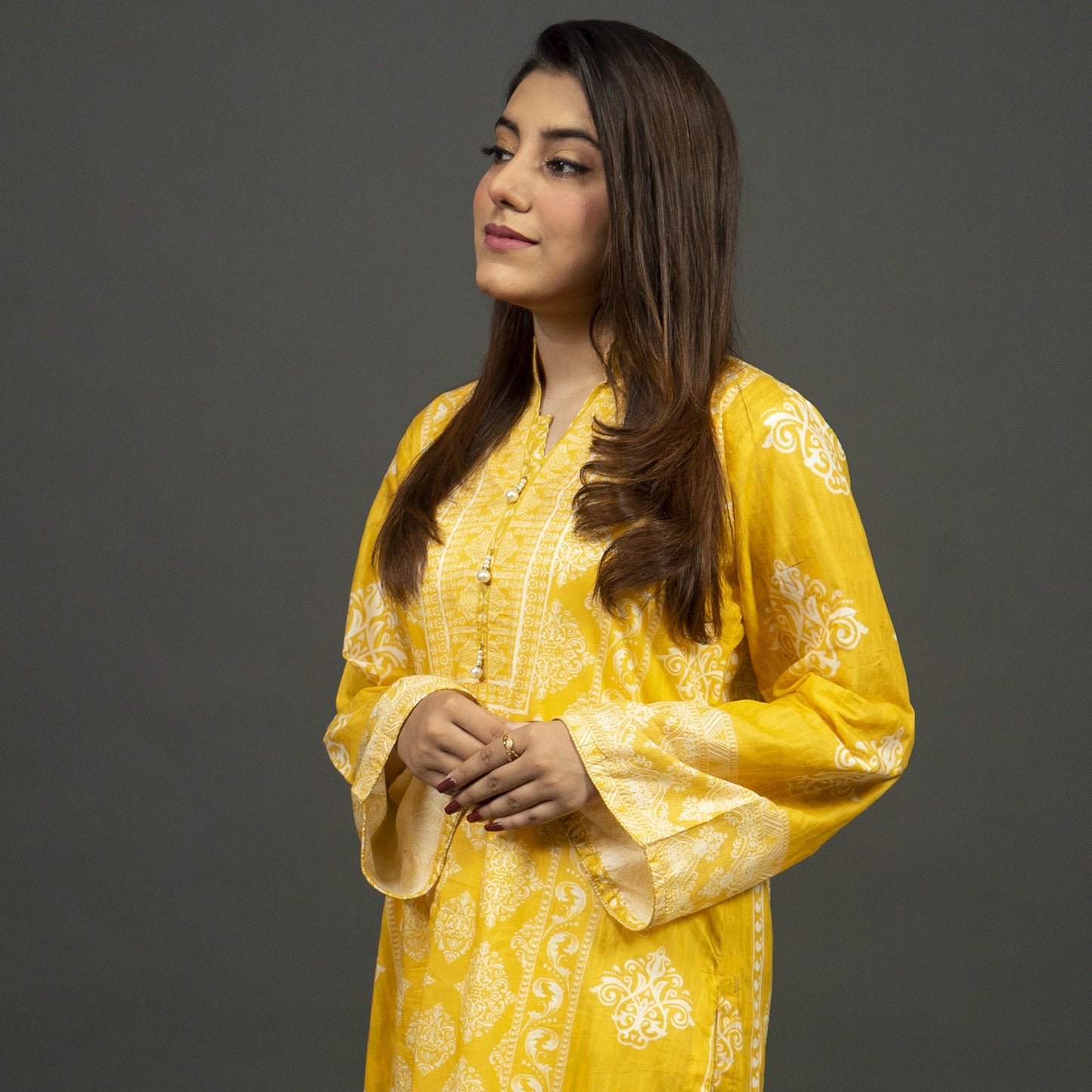Bonsai Yellow Digital Kurti