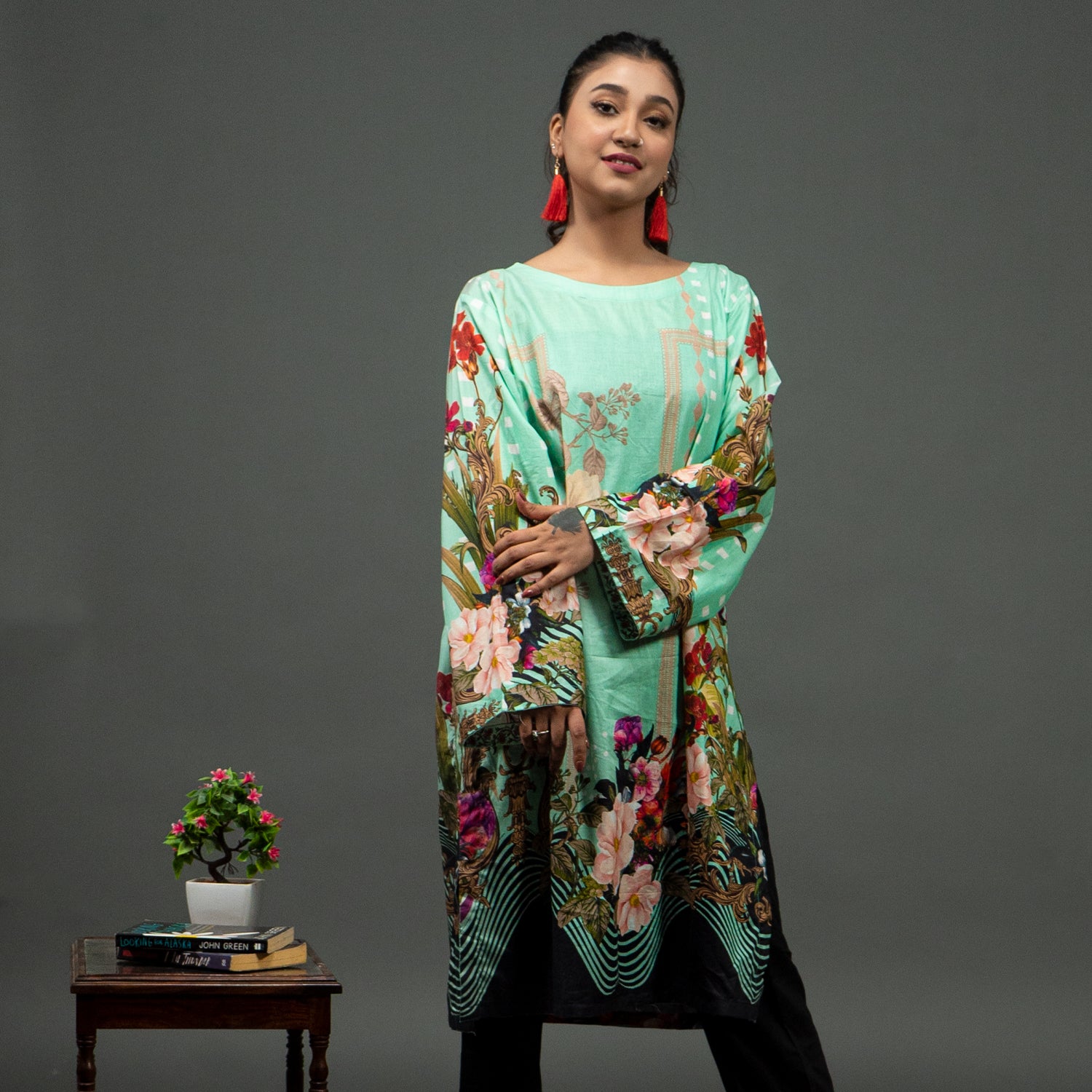 Green Gladiolus Kurti